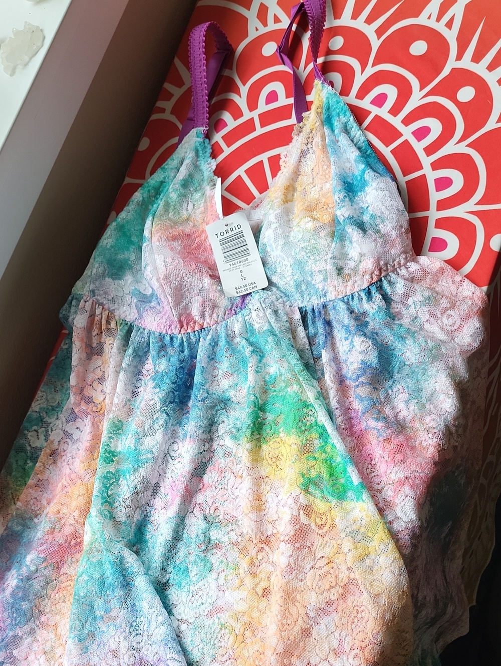 NWT 2 Piece Lace Tie Dye Babydoll & Cheeky Panty - Picture 7 of 10